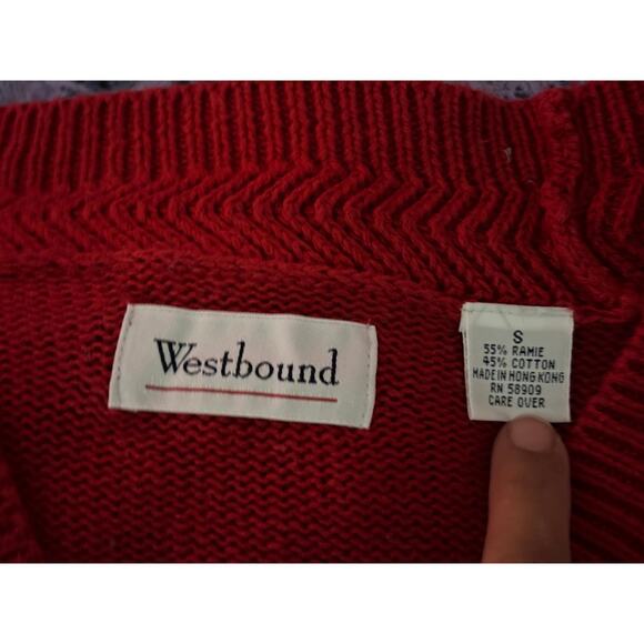 Vintage 1990s Westbound Red Long Sweater Cardigan Women’s Small - Picture 8 of 10